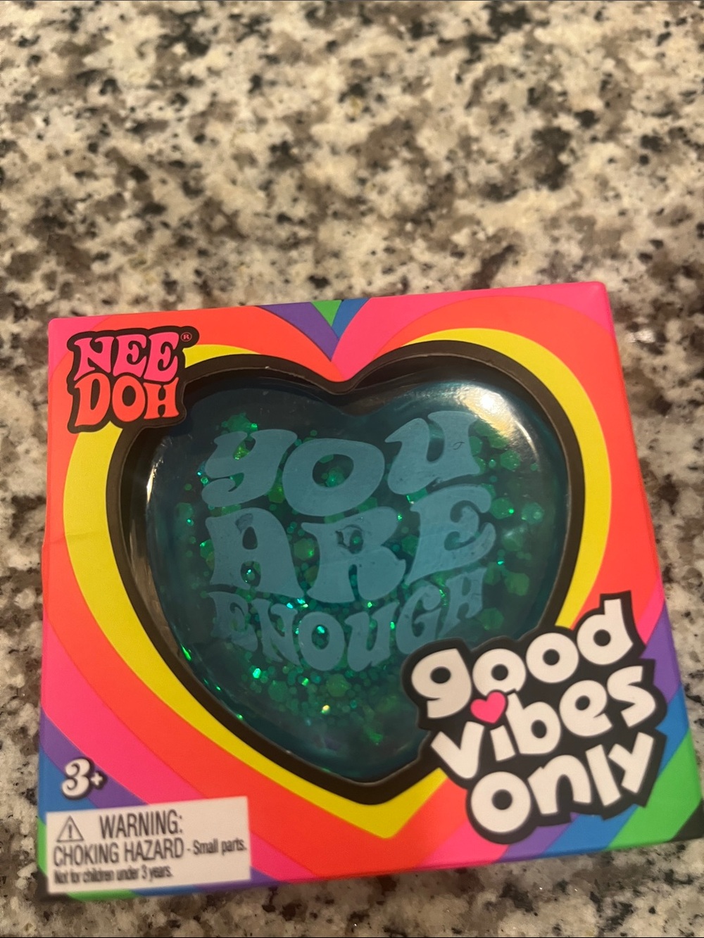 Good Vibes Only Heart Stress Toy - Teal Glitter